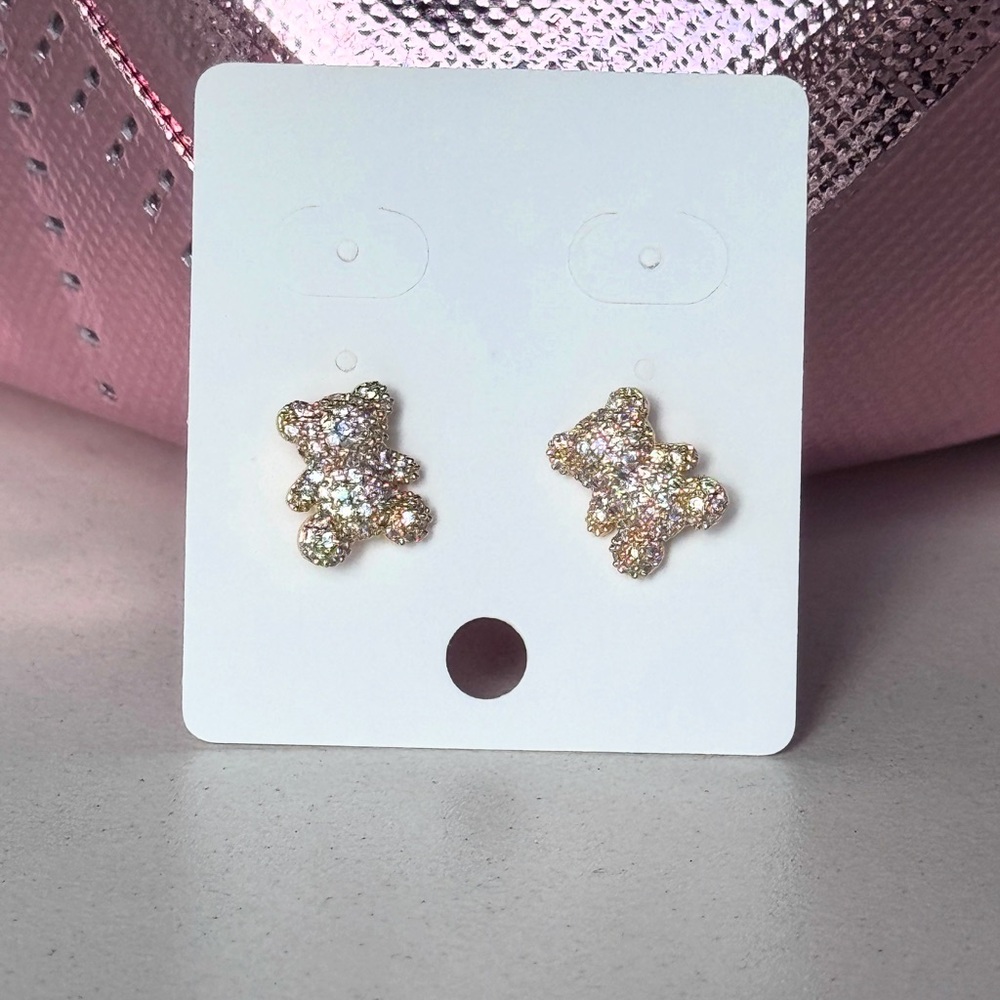 Sparkling Gold Bear Earrings
